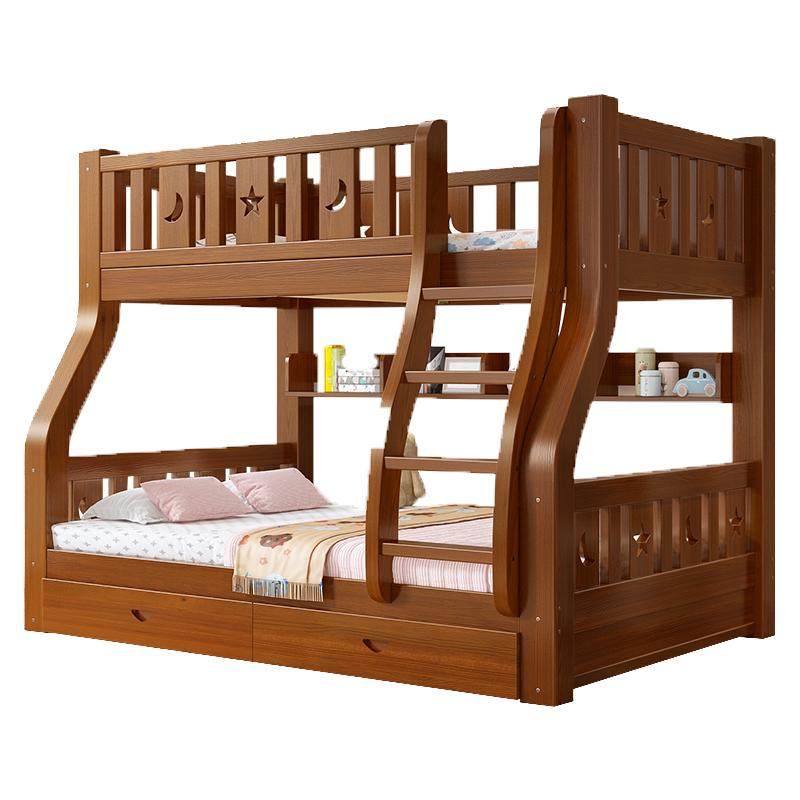 上下铺双层床上下床实木双人高低子母床小户型儿童床姐弟床咖色