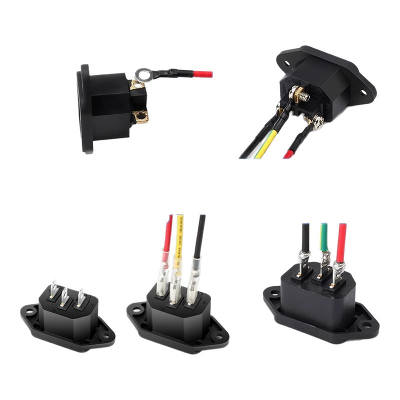 品字电源插座15A250V三芯三脚公母插头加厚机箱机柜电锅插座充电