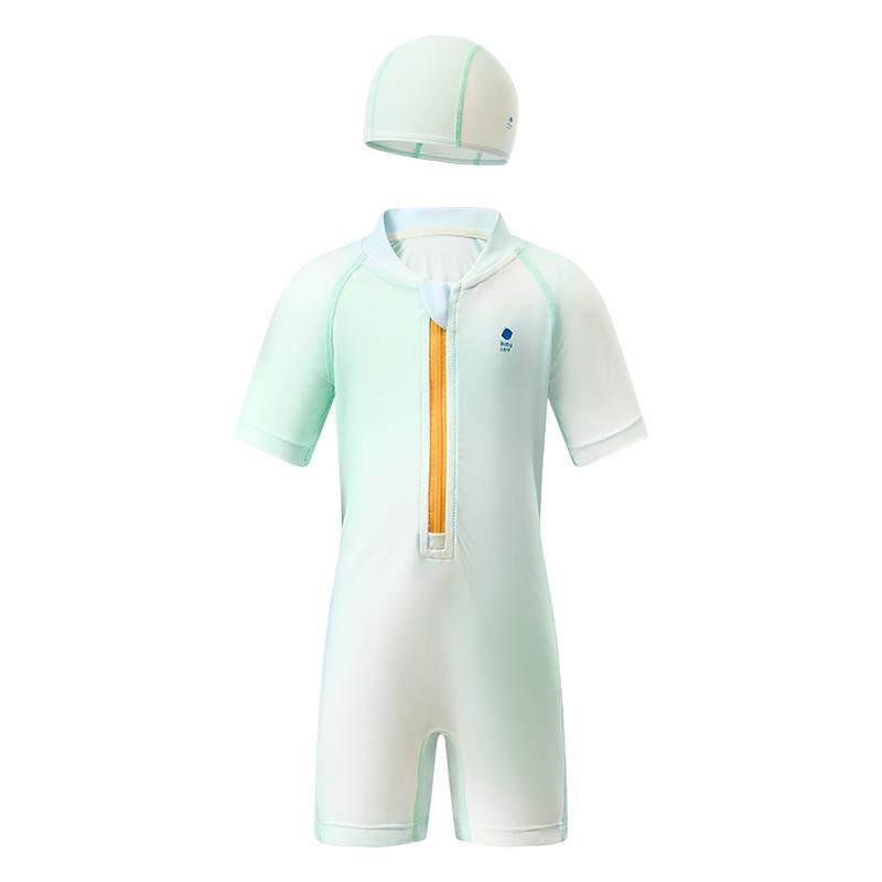 babycare儿童防晒泳衣泳帽套装速干男童女童连体泳衣宝宝游泳衣裤