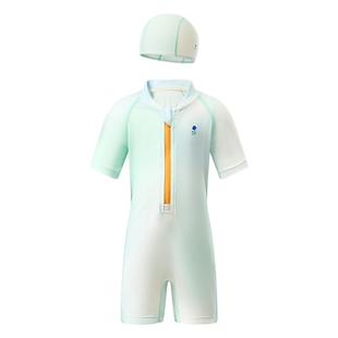 babycare儿童防晒泳衣泳帽套装 速干男童女童连体泳衣宝宝游泳衣裤