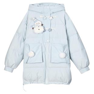 冬装 女装 雪绒绒 雪人可爱羽绒服女新款 森女部落原创90白鸭绒中长款