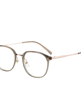 FENCH超轻钛架眼镜男女通用防蓝光亚麻茶棕圆框高级感近视镜架