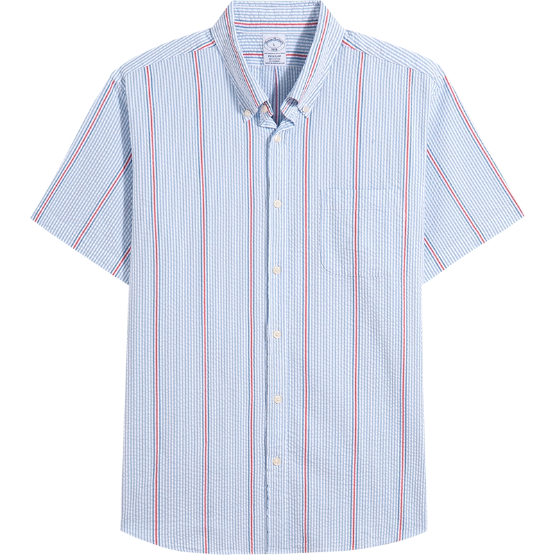 布克兄弟25夏泡泡纱条纹休闲衬衫