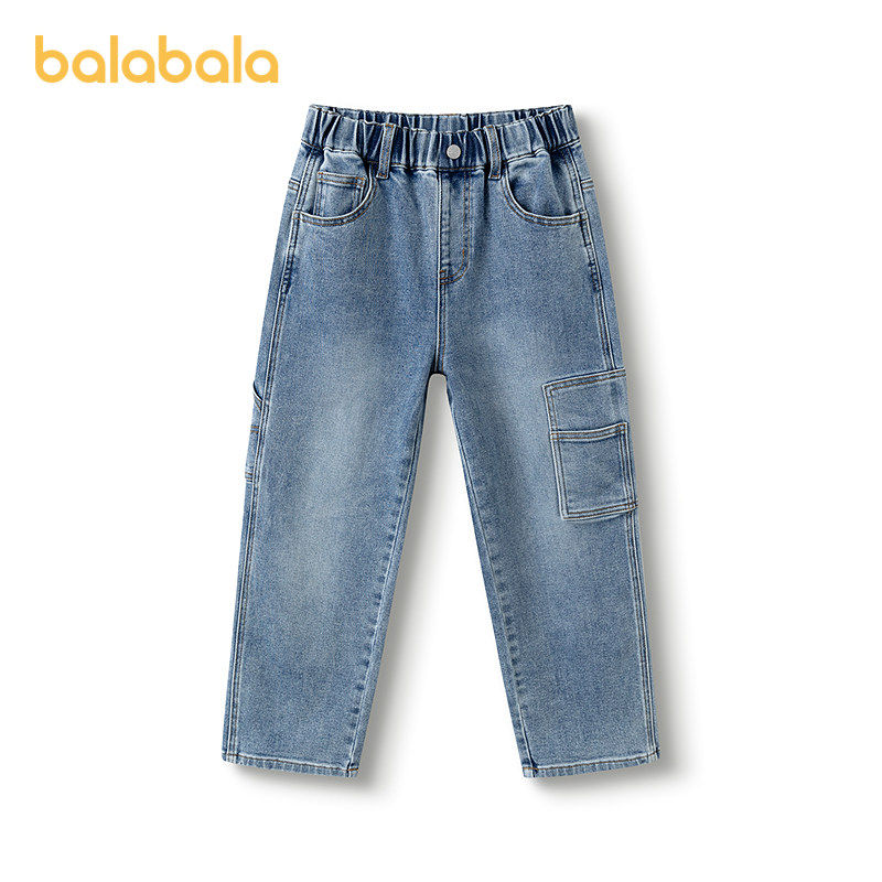 商场巴拉巴拉童装男童长裤儿童裤子春装工装裤大童明线软软牛仔裤