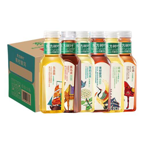 农夫山泉东方树叶500ml*6瓶茉莉花茶乌龙茶无糖饮料00卡0白茶陈皮