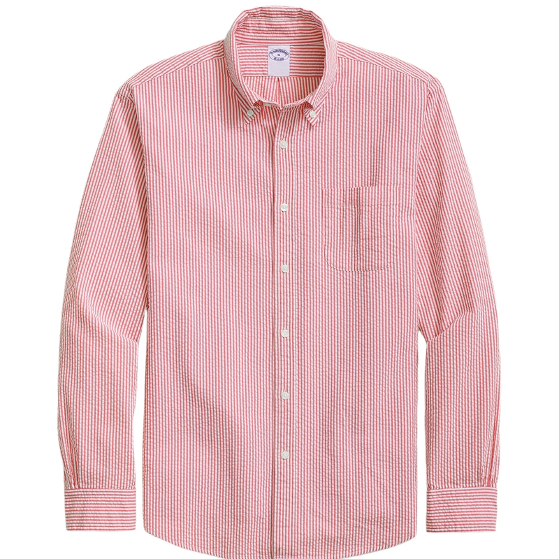 布克兄弟25男士泡泡纱短袖衬衫