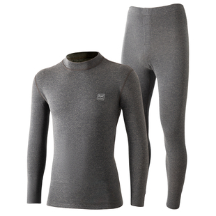 秋冬款 爸爸加绒加厚秋衣秋裤 中老年人中高领男款 猫人保暖内衣套装