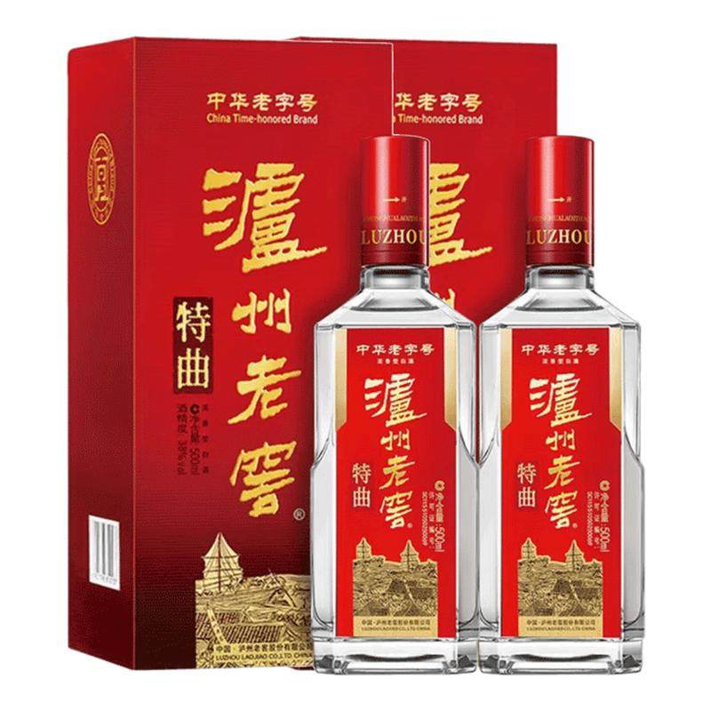泸州老窖 38度特曲老字号 浓香型 500ml*2瓶整箱装送礼宴席推荐