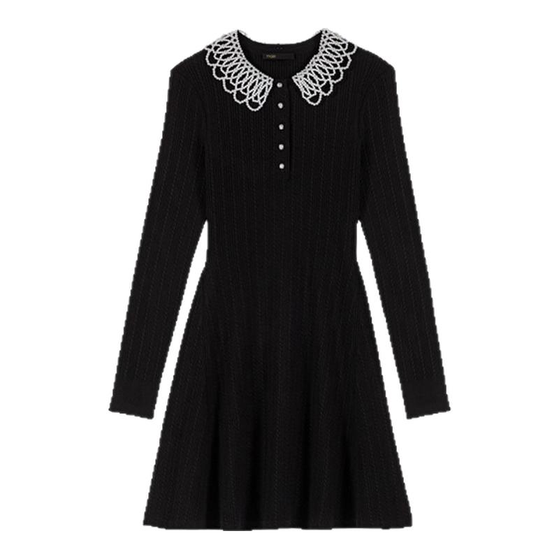 可拆卸仿珍珠装饰领 简约长袖短款款式