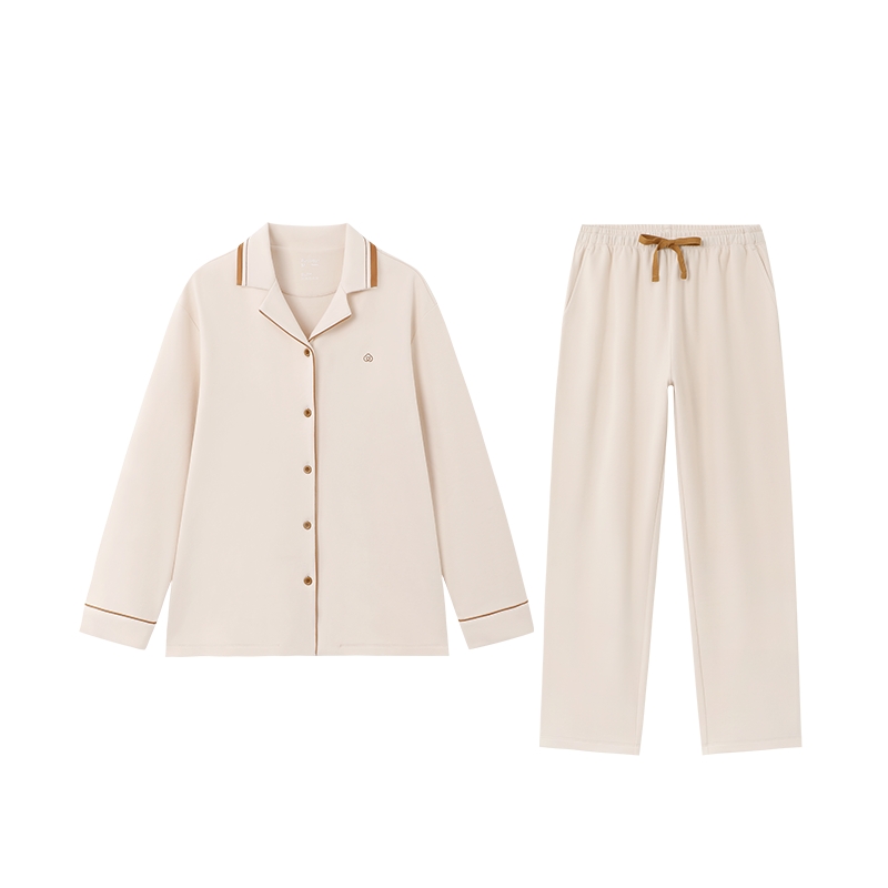 全棉时代睡衣女双面绒磨毛男女士家居服吸湿发热加厚睡衣秋冬25新