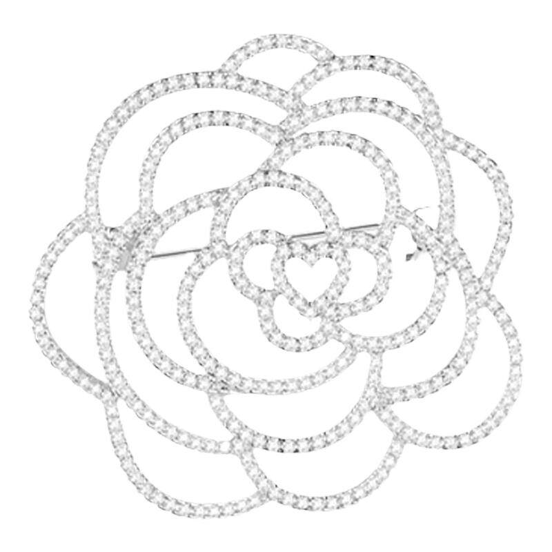 山茶花胸针女高档奢华气质精致胸花别针小香风设计感小众西装配饰