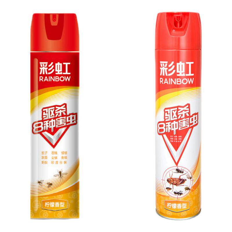 彩虹杀虫气雾剂500ml家用灭蟑螂蚂蚁蚊子苍蝇药室内喷雾柠檬香