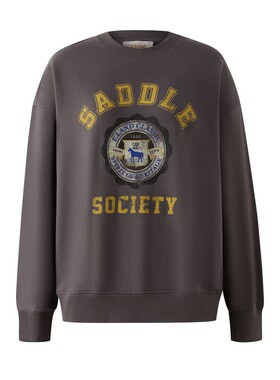 【100%棉】Eland衣恋卫衣女休闲圆领字母印花上衣2025冬季新款