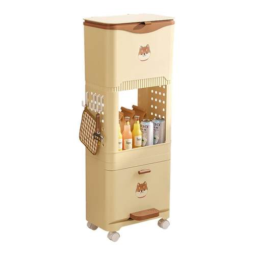 家用厨房垃圾桶加高可移动免弯腰专用落地置物架多层大容量垃圾桶