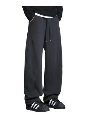 it :5cm/FIVECM美式拼接休闲裤男2025秋冬加绒设计感抽绳直筒长裤