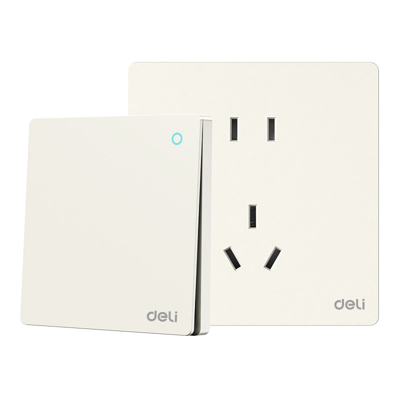 得力开关插座面板暗装86型哑光肤感斜五孔墙壁奶油风D06可可蛋奶,电子/电工,电源插座,淘宝优惠券,粉丝福利购,淘宝优惠卷