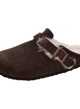 Devo Life软木鞋秋冬季加绒羊毛男女同款拖鞋外穿休闲拖鞋 66001