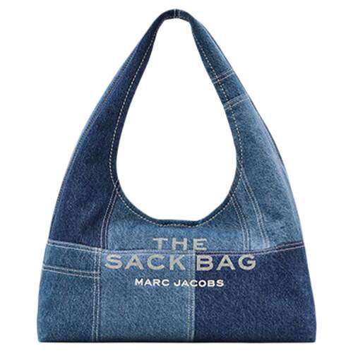 【折扣】MARC JACOBS/莫杰 SACK 中号丹宁牛仔风格拼接单肩hobo包