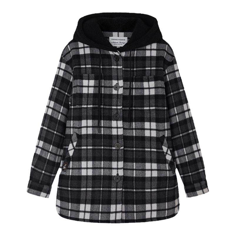 TeenieWeenie小熊奥莱秋冬季复古学院风格纹连帽绵羊毛呢