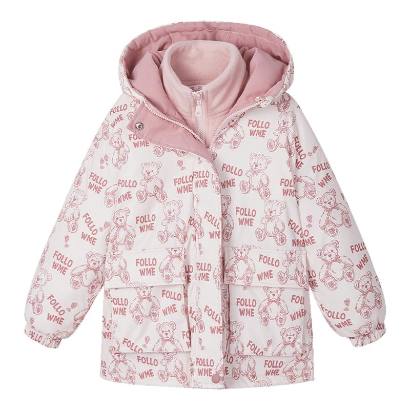 富罗迷女童外套套装儿童装冬季新款保暖加厚女孩外套内胆两件套