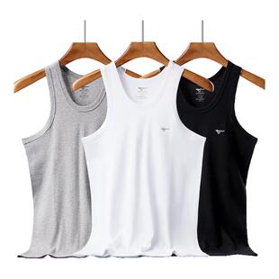 衬衣内搭夏季 内穿打底100%纯棉全棉汗衫 黑白色 背心男款 七匹狼男士