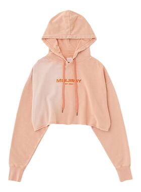 MOUSSY 春季新品做旧卷边刺绣LOGO短款连帽卫衣010HSL90-0220