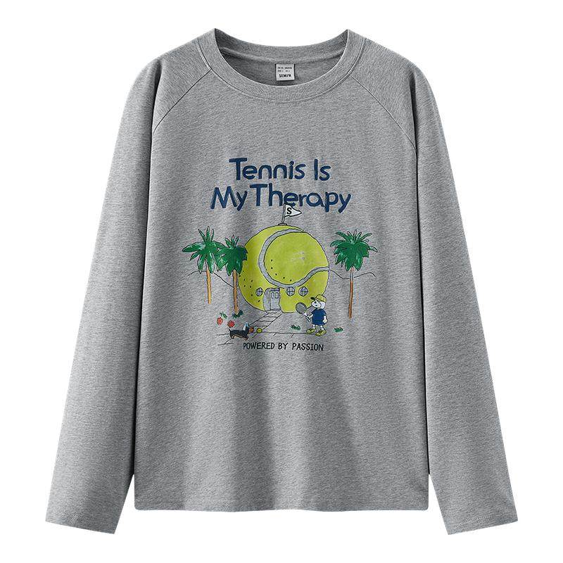 森马长袖T恤男春季卡通印花圆领情侣装2026新款运动元素涂鸦上衣