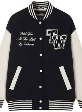 TeenieWeenie小熊奥莱秋季休闲学院风红色棒球服棉服外套薄款女