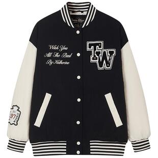 TeenieWeenie小熊奥莱秋季 女 休闲学院风红色棒球服棉服外套薄款