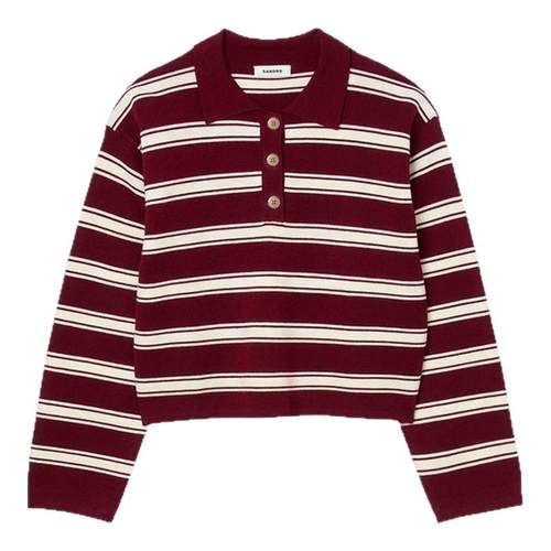 SANDRO女装法式条纹针织polo衫