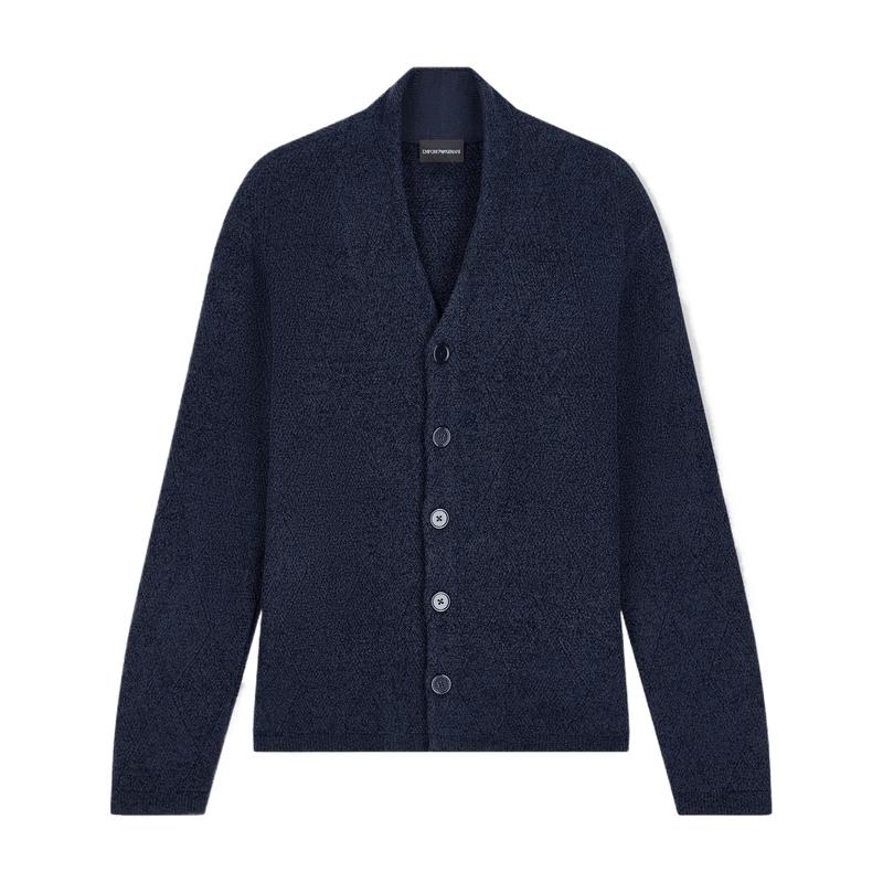EMPORIO ARMANI/阿玛尼秋冬新款男混纺V领商务老钱风上衣针织开衫