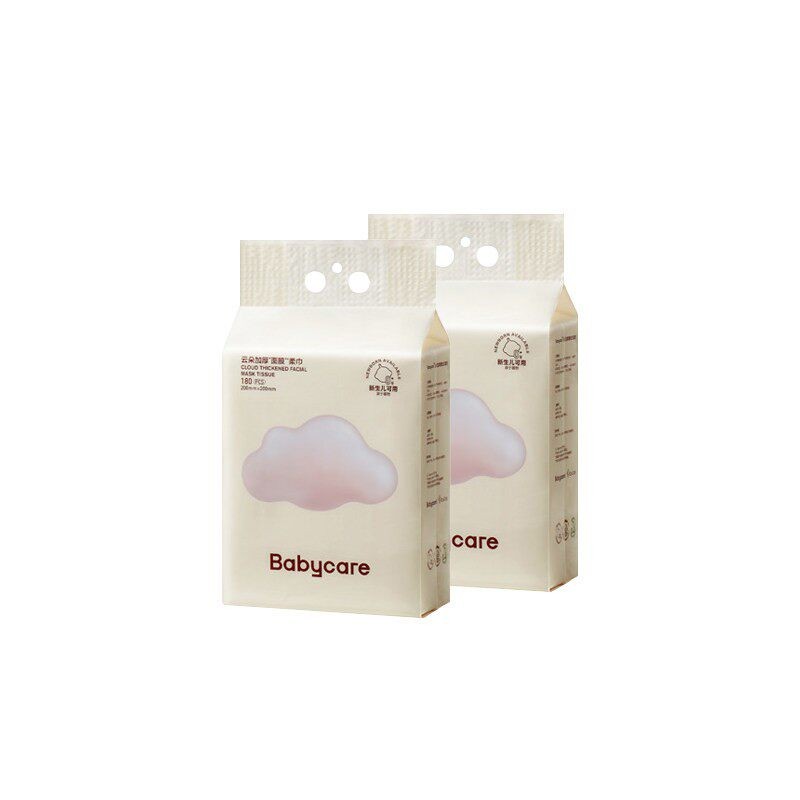 babycare云朵加厚柔巾悬挂式一次性洗脸柔巾干湿两用180抽家庭装