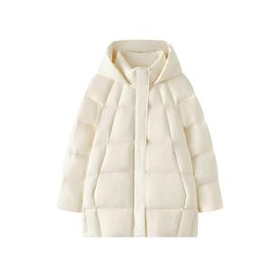 Marc Polo 商场同款 连帽羽绒服女 白鸭绒一手长厚款 自营