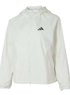 阿迪达斯外套女装2025冬季新款加绒保暖宽松连帽软壳夹克KS2783