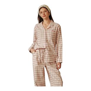 2025休闲情侣家居服套装 TeenieWeenie小熊纯棉格子睡衣女秋季 新款