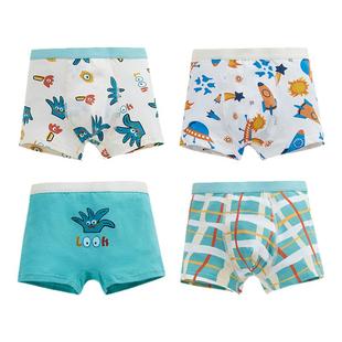 贝贝怡男童内裤纯棉儿童四角裤宝宝全棉平角短裤中大童小女孩底裤