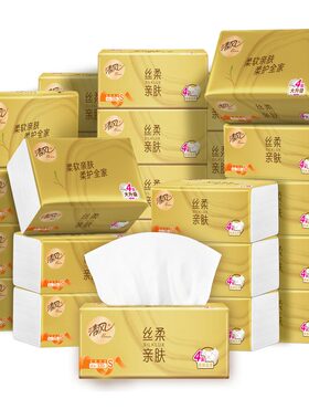 清风抽纸丝柔金装4层纸巾320张24包整箱家用实惠装餐巾纸卫生纸by