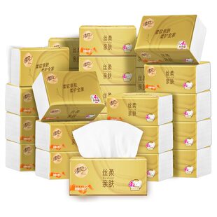 清风抽纸丝柔金装 餐巾纸卫生纸by 4层纸巾320张24包整箱家用实惠装
