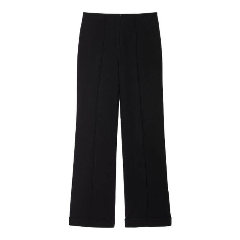 季末7折SANDRO2025秋冬新款女装黑色高腰缝线拉链卷边九分喇叭裤,女装/女士精品,休闲裤,淘宝优惠券,粉丝福利购,淘宝优惠卷