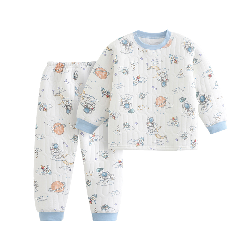 儿童保暖衣套装三层夹棉秋冬新款男童女童秋衣秋裤宝宝睡衣家居服