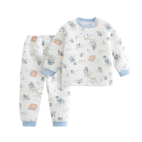 儿童保暖衣套装三层夹棉