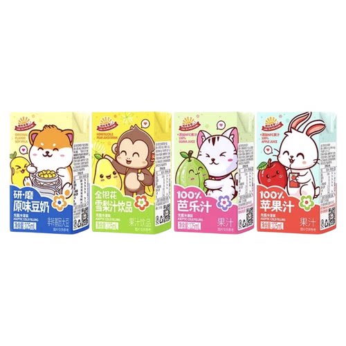 阳光先生果汁饮料苹果汁125ml芭乐汁休闲聚餐雪梨汁小瓶豆奶饮品