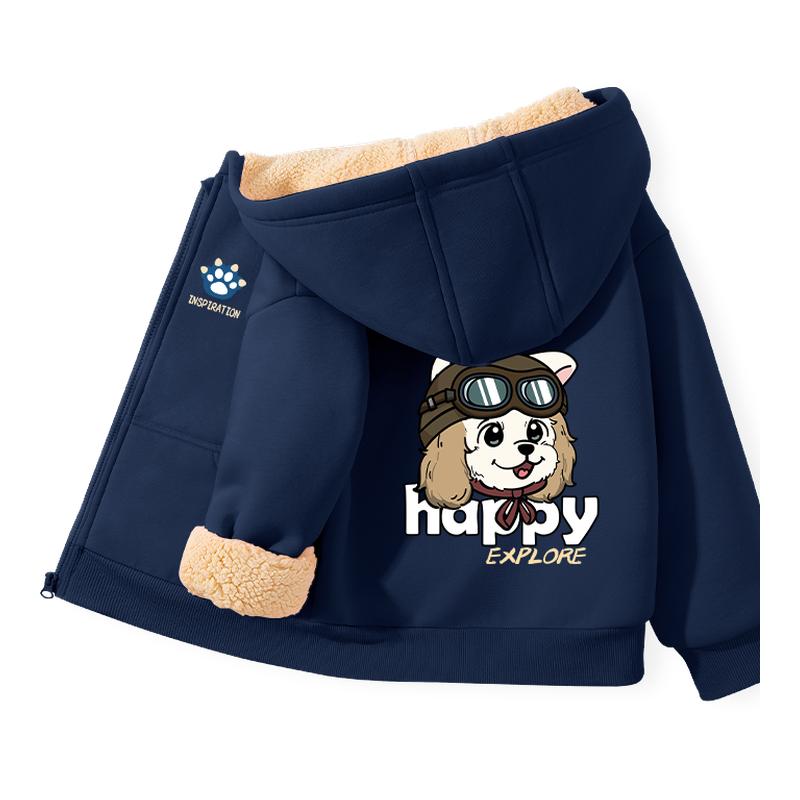 红豆男童加绒外套羊羔绒上衣