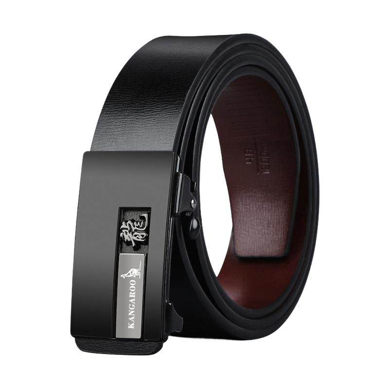 袋鼠男士皮带真皮牛皮无牙内穿自动扣腰带商务休闲百搭裤带潮新款