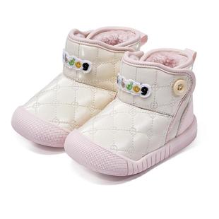 巴布豆宝宝学步婴儿鞋子冬季新款冬鞋靴子防滑棉鞋童鞋女童雪地靴