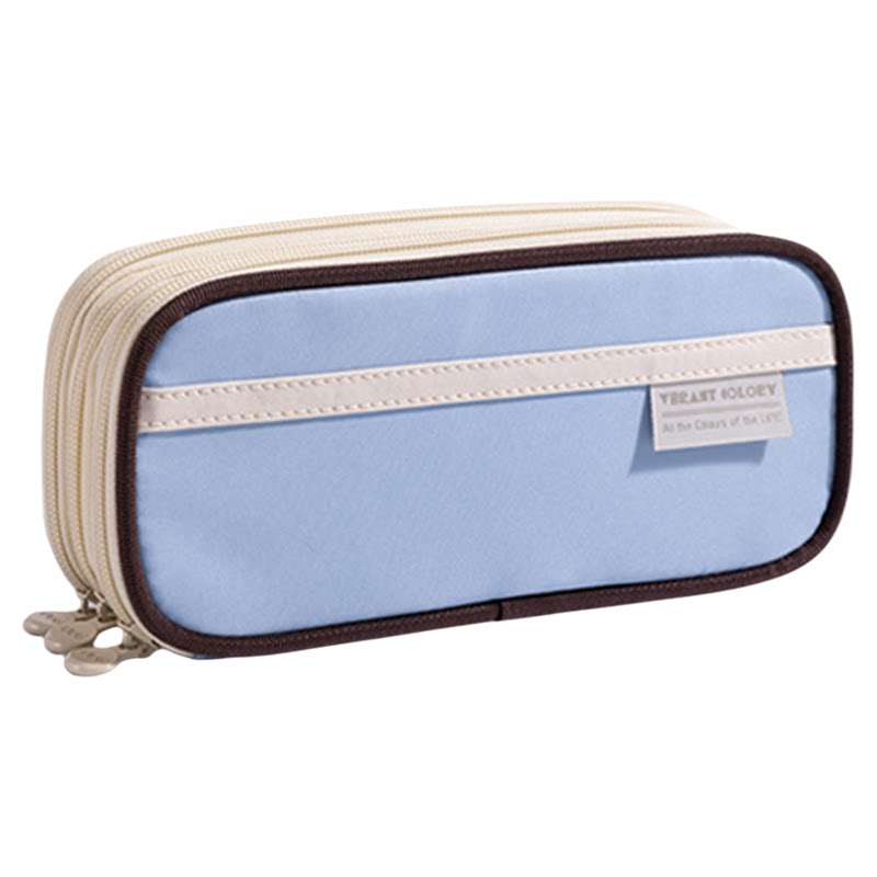 得力笔袋重回山野拉链款三层牛津布文具袋初中生文具盒男孩女孩大容量铅笔盒小学生铅笔袋高中生笔盒