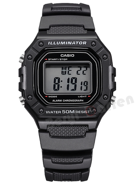卡西欧(CASIO)复古小方块手表女 ins百搭防水男女情侣表W-218H-1B