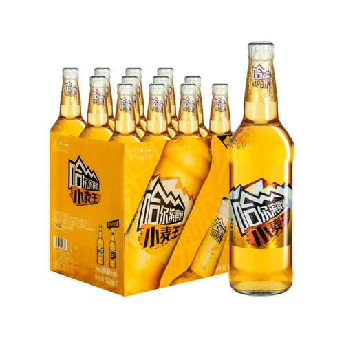 哈尔滨小麦王580ml*24瓶黄啤酒