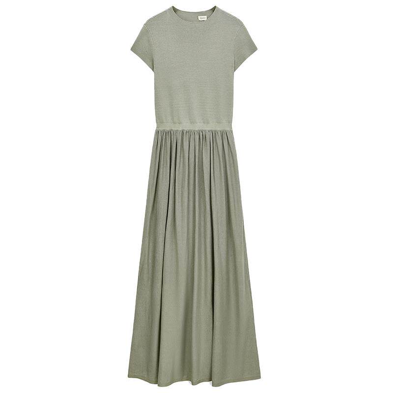 OCHIRLY欧时力  假两件短袖针织连衣裙长裙大摆伞裙夏新