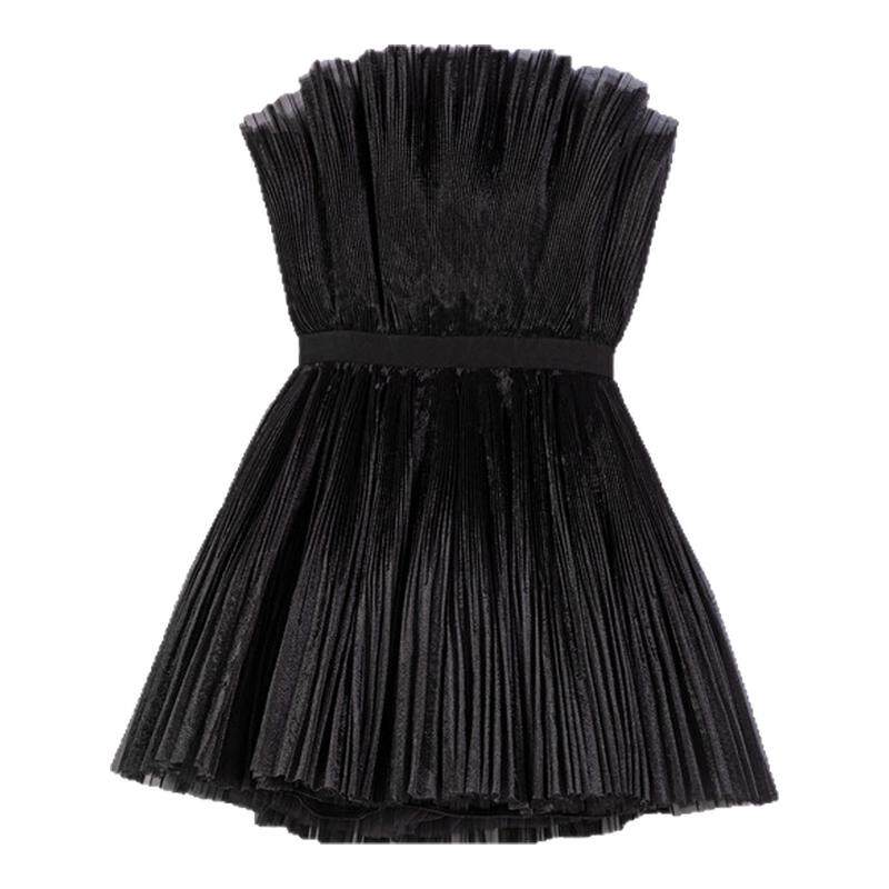 季末6折Maje2025秋冬款女装法式气质黑色抹胸短款收腰礼服连衣裙